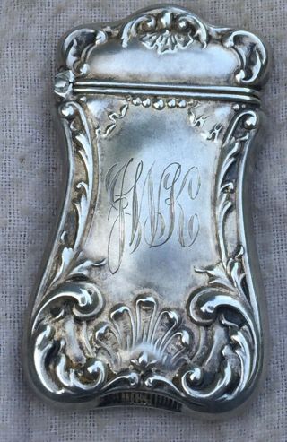 Old Vintage Antique Sterling Silver Repousse Floral Match Safe Vesta Striker.  P&p