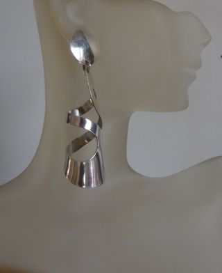 Mexico Taxco Vintage Sterling Silver Dangling Earrings Modern 925 Jewelry
