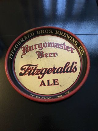 Vintage Fitzgerald Bros Brewing Co Beer Tray Burgomaster Ale Troy Ny