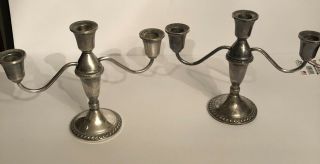 2 Vintage Duchin Creation Sterling Silver Weighted Candelabras (3) Candlesticks