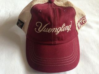 Yuengling Beer Patch Red Tan Mesh Trucker Hat Adjustable Os Embroidered Cap