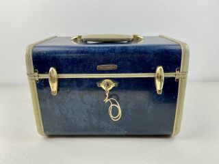 Samsonite Shwayder Brothers Overnight/train Case Suitcase Marble Blue W/ Key