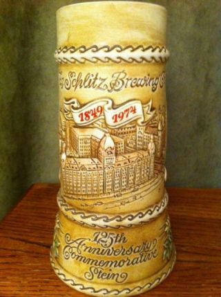 Vintage Schlitz Beer Stein 125th Year Anniversary - Rare