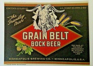 Irtp Grain Belt,  Minneap Brewing Co. ,  Minneapolis,  Mn 12 Oz U - Permit