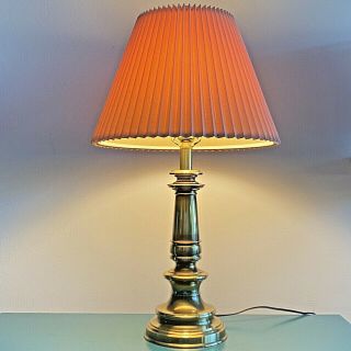 Vintage Stiffel Brass Table Lamp 26” With Shade