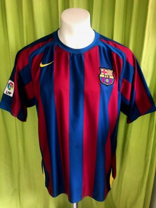 L Vtg 2005 Nike Barcelona Soccer Jersey Home Fcb Spain Football Shirt La Liga L