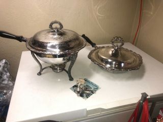 Vintage International Silver Company Silver Plated Chafing Dish Set