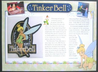 Willabee & Ward Disney Collector Card/patch Tinker Bell 1953 Peter Pan