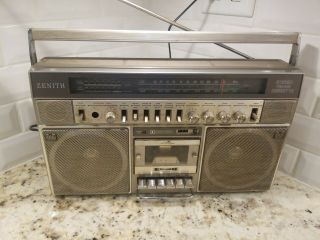 Vintage Zenith Am Fm Stereo Cassette Recorder Boombox Partially.