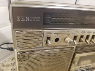 Vintage Zenith AM FM Stereo Cassette Recorder Boombox Partially. 2