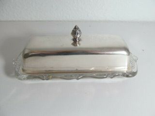 Vintage Heisey Glass Butter Dish With Fisher Sterling Silver Cover Lid