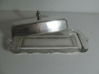 Vintage Heisey Glass Butter Dish with Fisher Sterling Silver Cover Lid 2