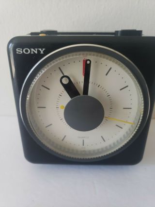 Vintage Black Sony Model Icf - A10w Clock/ Radio Alarm