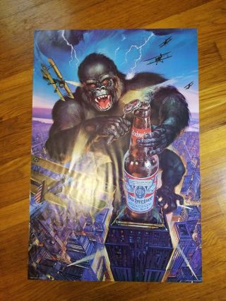 Vintage 1985 King Kong Movie Budweiser Beer Poster Busch Creative
