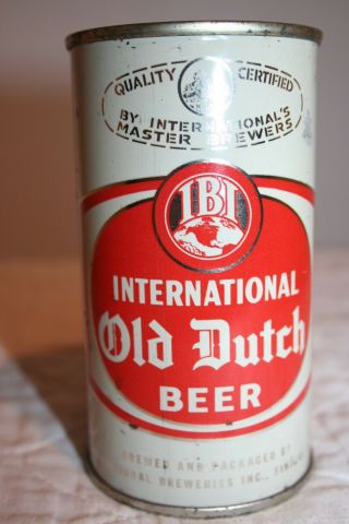 International Old Dutch Beer 12 Oz Flat Top Beer Can From Findlay,  Ohio