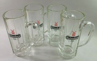 Set Of 4 Vintage World Famous Heineken Glass Beer Mug - Rare Collectible Bar