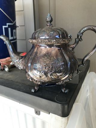 Vintage Wilcox Du Barry Floral Silver Plate Tea Pot