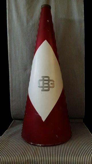 Vtg 32 " Tall 1950s 1960s Cheerleader Red White Megaphone Cone Bg Bowling Green