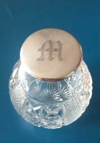 Stunning Antique Silver Hinged Top Cut Glass Perfume Bomb.  Sheffield 1912 B138.
