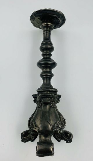 Vintage Old World Pewter Candle Holder With Platform Rare 95 Tin Lead 2 Lb 3