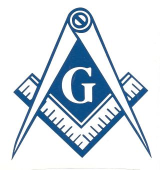 Blue Vinyl Decal Masonic Emblem Square And Compass Mason