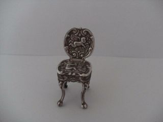 Antique Miniature Hallmarked Silver Chair Birmingham 1901 Levi & Salaman