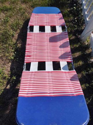 Vintage Folding Jelly Tube Chaise Lounge/lawn Chair Pool Loung Chair Red Blue