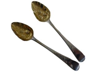 London 1890 Large Silver Gilt Fruit Spoons