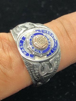Vintage Sterling Silver American Legion Past Commander Ring Size 12
