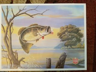 Lone Star Beer Poster Limited Edition Texas Bass Fishing Lure C E Pearson 1985