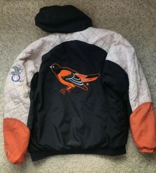Vintage Xl 90s Starter Jacket Coat Baltimore Orioles Color Block Mlb Hoodie Hood