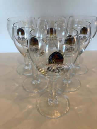 Set Of 6 Leffe Abbaye De Abdijuan Glass Goblets Stemmed Chalice 15cl Belgium Ale