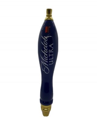 Michelob Ultra Beer - Draft Tap Handle - Wood - Blue W/ Gold Accents - 11.  5 Inch