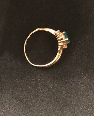 Vintage Magic Glo 14K Yellow Gold Diamond and Emerald Ring Emerald Cut,  Size 6 3