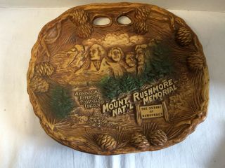 Vtg Mount Rushmore National Memorial Park 3d Souvenir Tray Bowl Faux Wood Taco