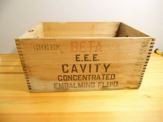 Vintage H.  S.  Eckels & Co.  Phila Pa Embalming Fluid Bottle Wood Box Dovetail Green