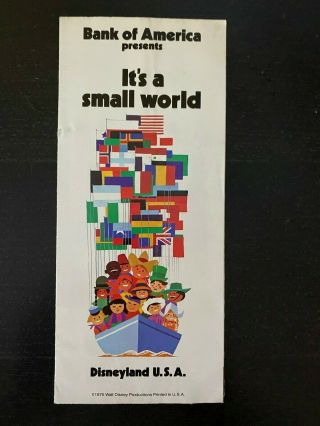 Disneyland Vintage Paper Brochure Bank Of America Small World Dated 1975