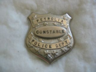 Rare Vintage Pocket Badge Of The Petrolia Police Dept. ,  Ontario,  Canada