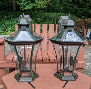 Pair Vintage Brass/copper Exterior Outdoor Wall Sconce Light Fixtures
