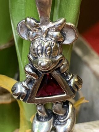 Vintage Disney Mickey’s Minnie Mouse Sterling Silver With Birthstone Pendant