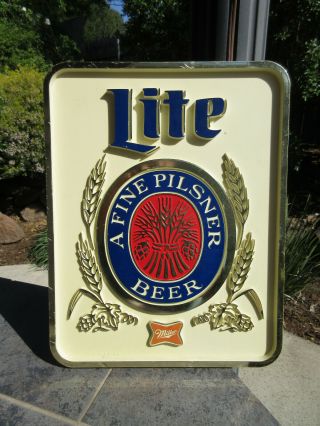 Vintage Miller Lite Beer Sign Advertising Wall Mount Bar Sign Union Made