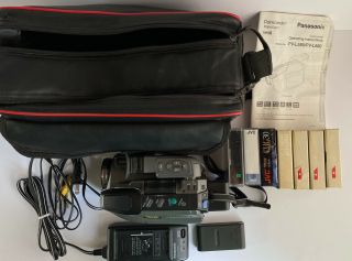 Vtg Panasonic Palmcorder Pv - L580d Batteries Charger 5 Tapes Camera Bag Cable
