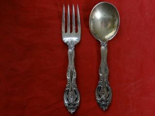 Antique Sterling Silver Baby Set Spoon And Fork By Gorham La Scala Pattern