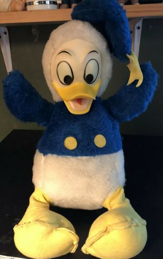 Vintage Walt Disney Donald Duck Plush Collectible Stuffed Toy 70s Rubber Face