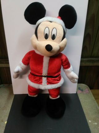 Walt Disney Mickey Mouse Standing Plush Santa Claus 24 In Tall (large Size)