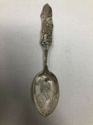 Watson Sterling Silver Souvenir Spoon The Wild West Stick To Your Saddle Cowboy