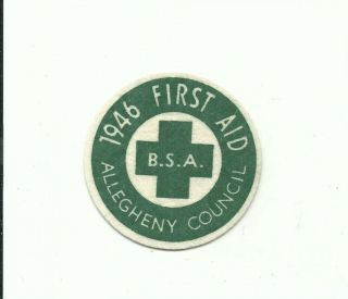 Ae Scout Bsa 1946 First Aid Allegheny Council Felt Patch Pennsylvania Merged Pa