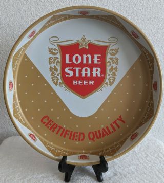 Vintage Lone Star Beer Round Metal Tray Tin " Certified Quality " 1950s