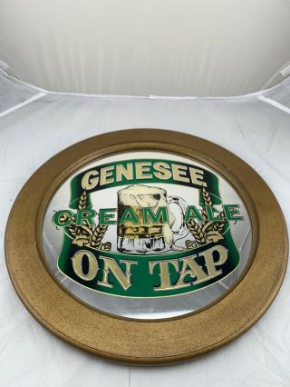 Rare Vintage Genesee Cream Ale Round Mirror Advertising Sign 17in Across