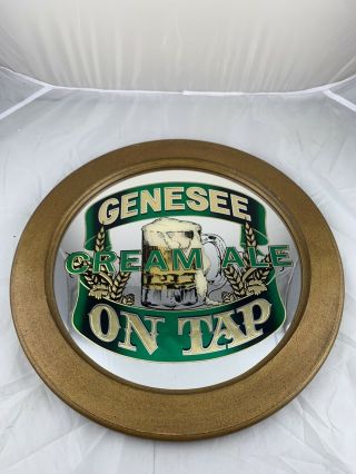 Rare Vintage Genesee Cream Ale Round mirror Advertising Sign 17in Across 2